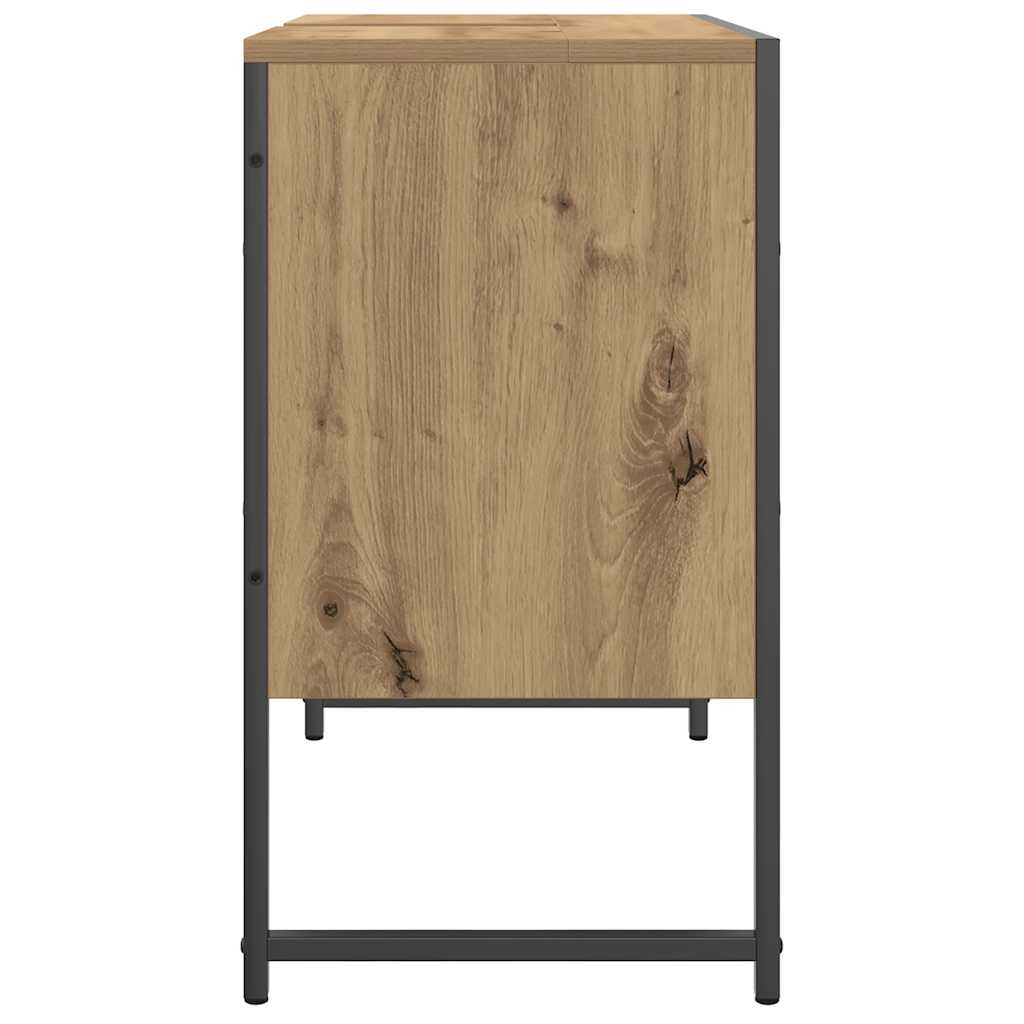 Wastafelkast 60x33x60 cm bewerkt hout artisanaal eikenkleurig is nu te koop bij PeponiXL, paradijselijk wonen!
