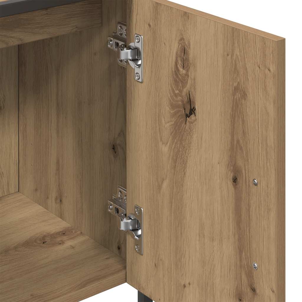 Wastafelkast 60x33x60 cm bewerkt hout artisanaal eikenkleurig is nu te koop bij PeponiXL, paradijselijk wonen!