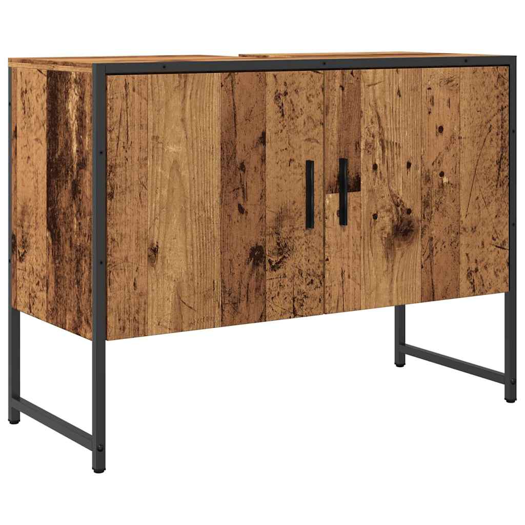 Badkamerkast 80x33x60 cm bewerkt hout oud houtkleurig is nu te koop bij PeponiXL, paradijselijk wonen!