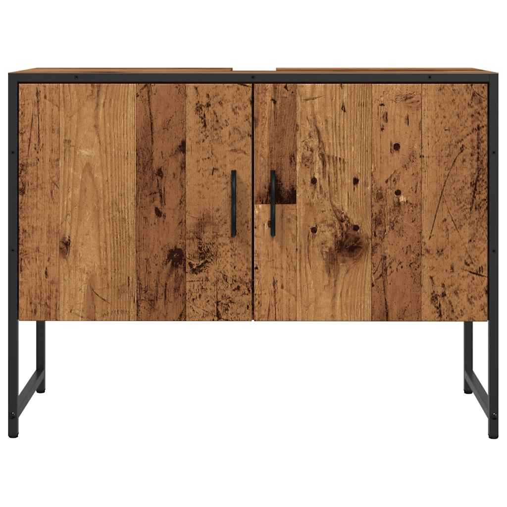 Badkamerkast 80x33x60 cm bewerkt hout oud houtkleurig is nu te koop bij PeponiXL, paradijselijk wonen!