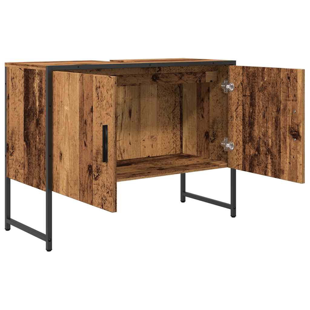 Badkamerkast 80x33x60 cm bewerkt hout oud houtkleurig is nu te koop bij PeponiXL, paradijselijk wonen!