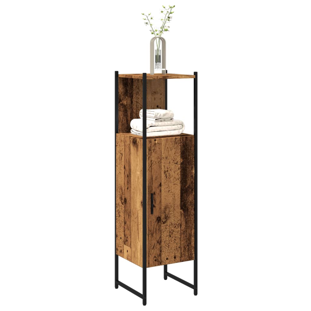 Badkamerkast 33x33x120,5 cm bewerkt hout oud houtkleurig is nu te koop bij PeponiXL, paradijselijk wonen!