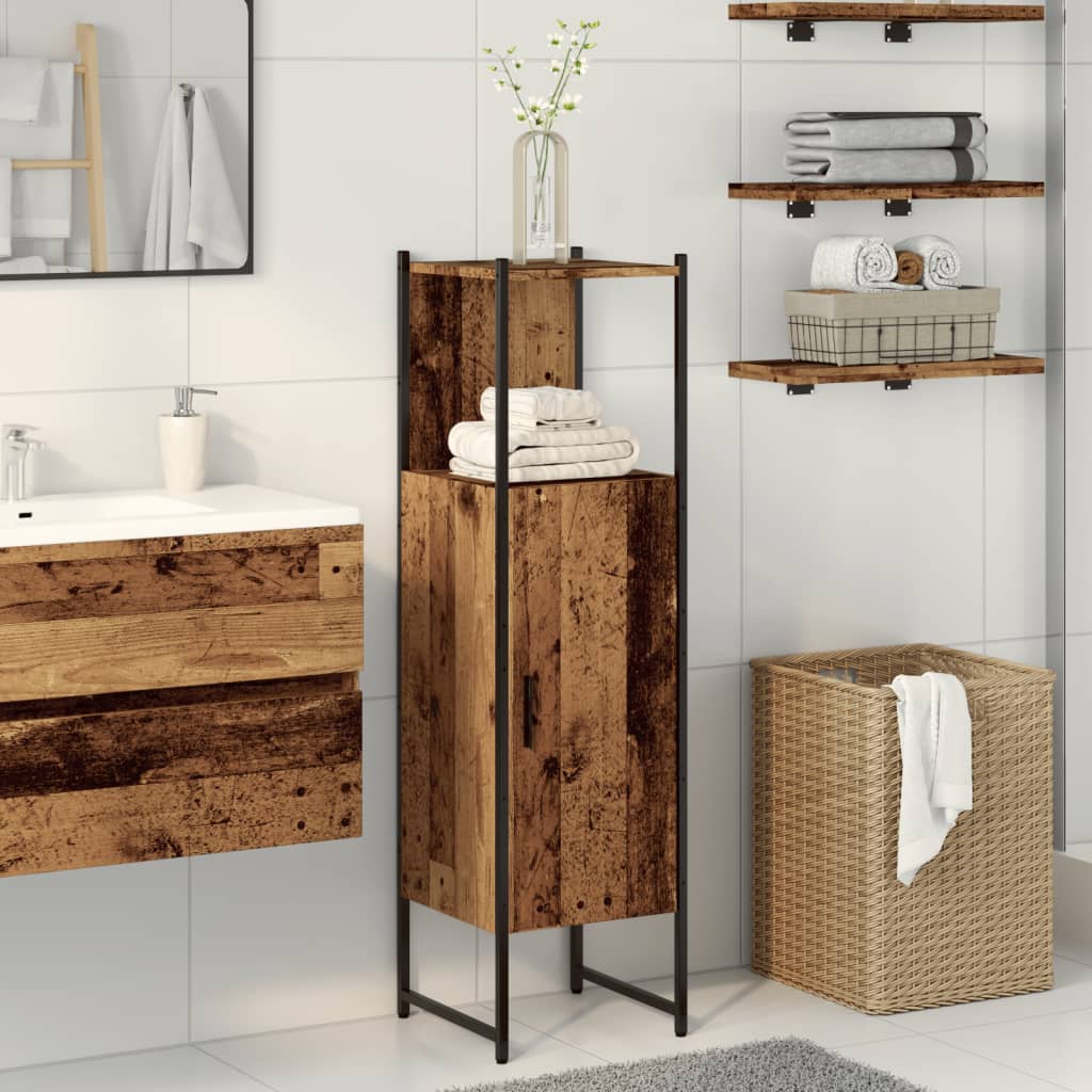 Badkamerkast 33x33x120,5 cm bewerkt hout oud houtkleurig is nu te koop bij PeponiXL, paradijselijk wonen!