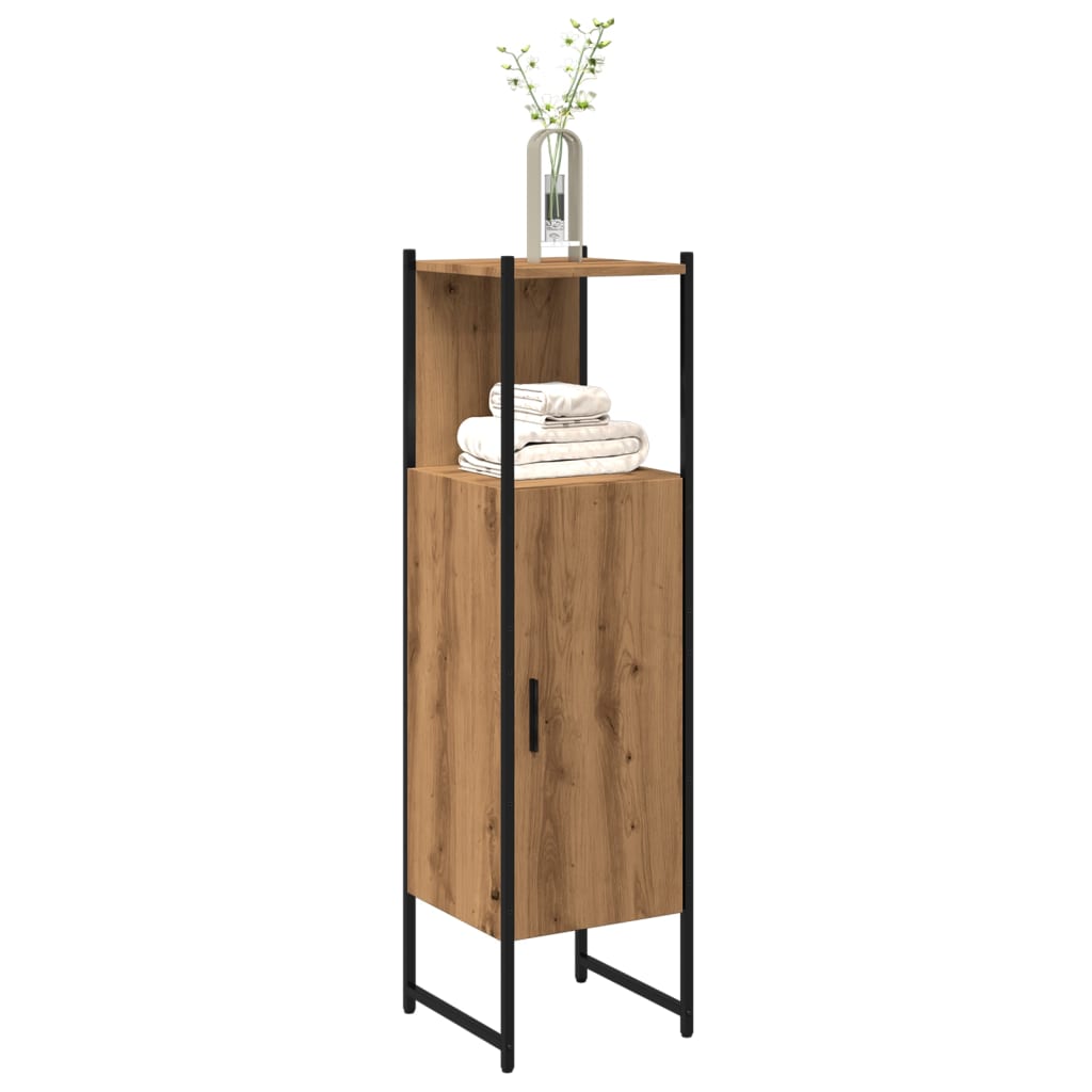 Badkamerkast 33x33x120,5cm bewerkt hout artisanaal eikenkleurig is nu te koop bij PeponiXL, paradijselijk wonen!