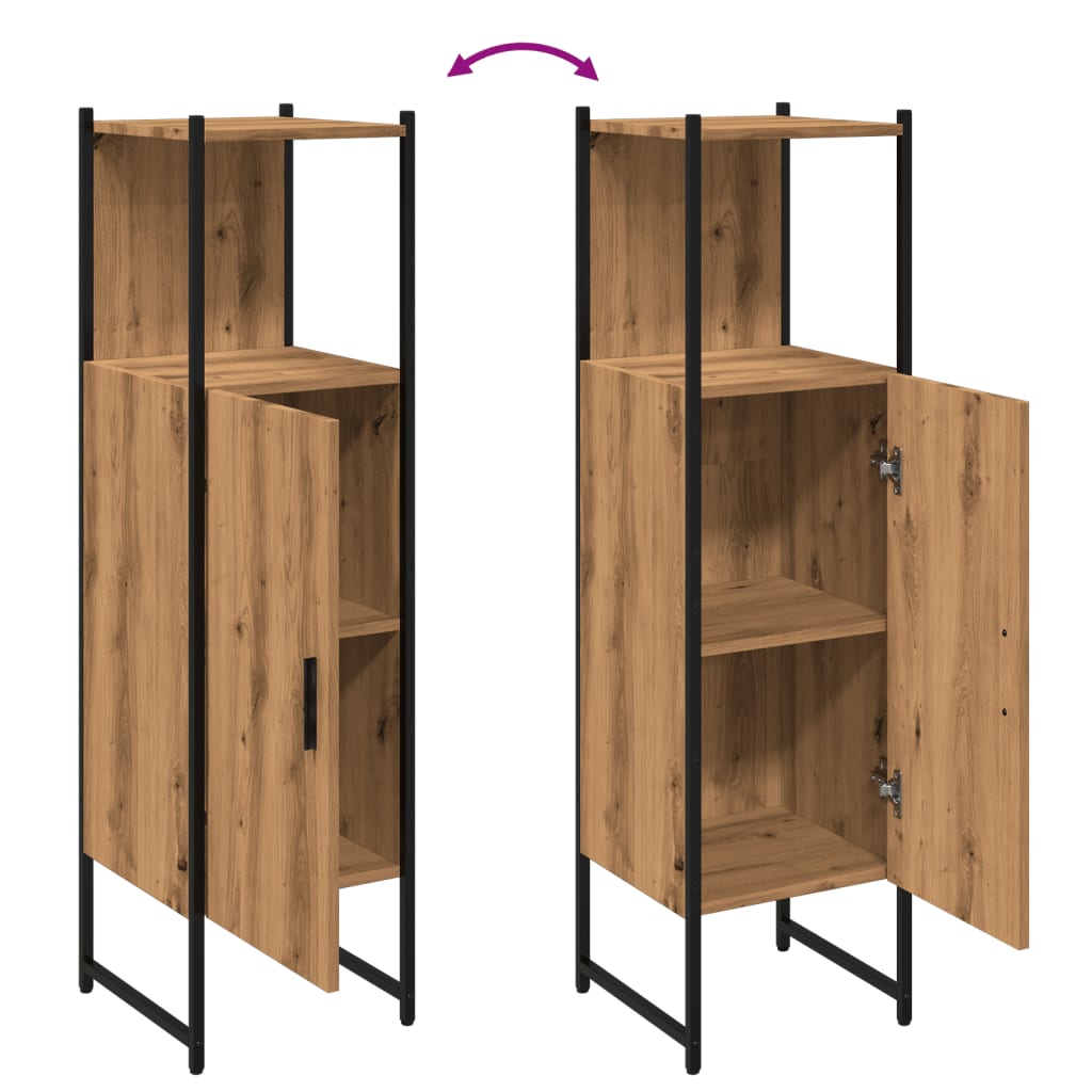 Badkamerkast 33x33x120,5cm bewerkt hout artisanaal eikenkleurig is nu te koop bij PeponiXL, paradijselijk wonen!