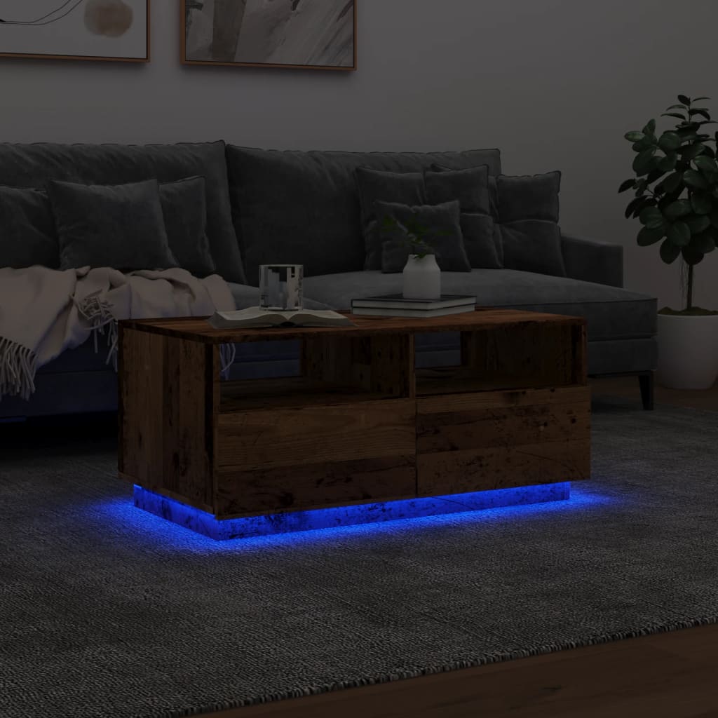 Salontafel met LED-verlichting 90x49x40 cm oud houtkleurig is nu te koop bij PeponiXL, paradijselijk wonen!