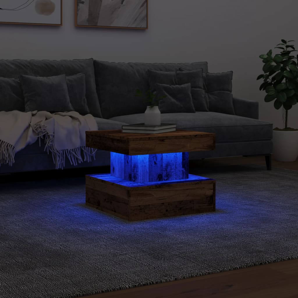 Salontafel met LED-verlichting 50x50x40 cm oud houtkleurig is nu te koop bij PeponiXL, paradijselijk wonen!