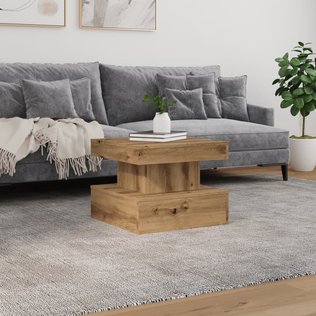 Salontafel met LED-verlichting 50x50x40cm artisanaal eikenkleur is nu te koop bij PeponiXL, paradijselijk wonen!