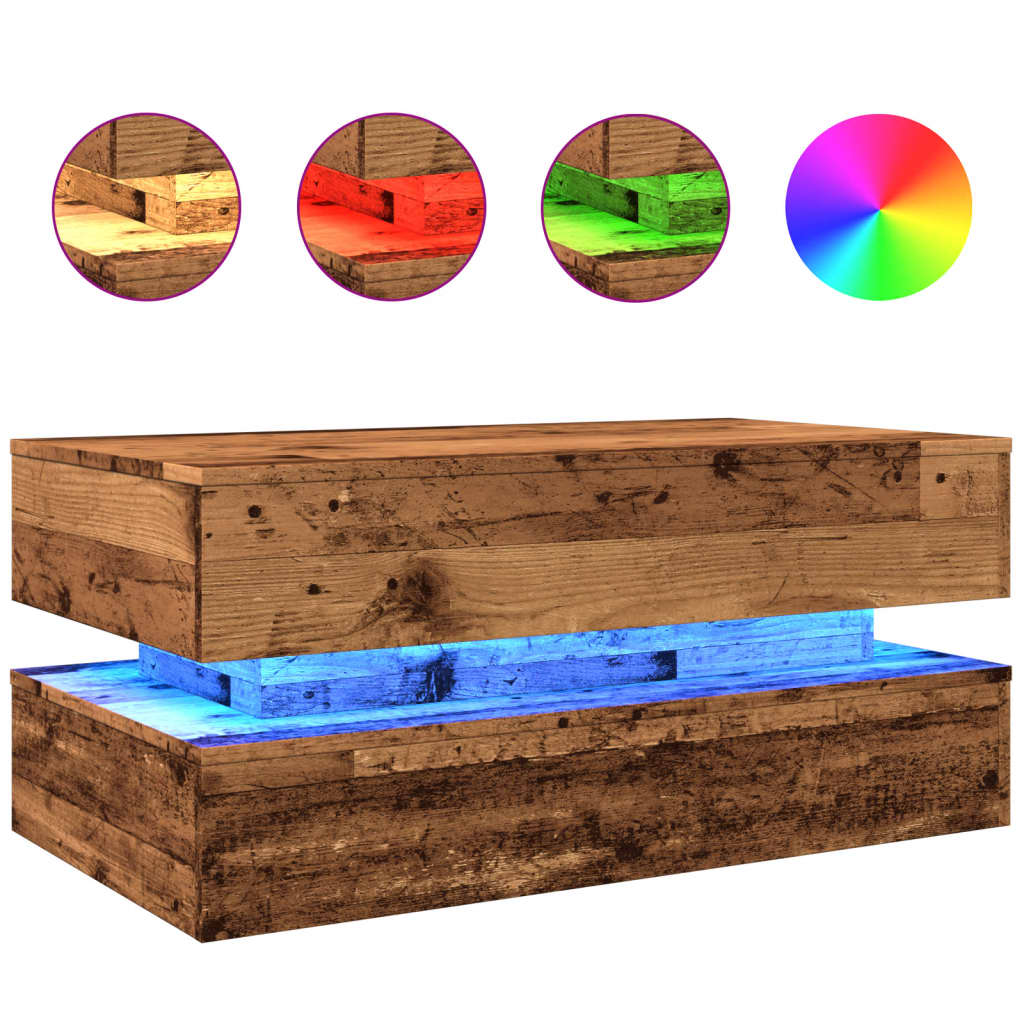 Salontafel met LED-verlichting 90x50x40 cm oud houtkleurig is nu te koop bij PeponiXL, paradijselijk wonen!