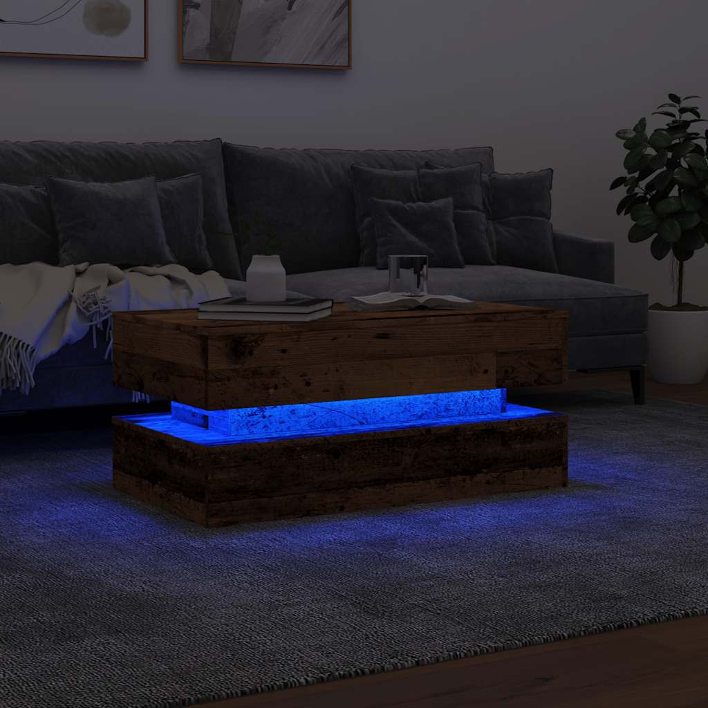 Salontafel met LED-verlichting 90x50x40 cm oud houtkleurig is nu te koop bij PeponiXL, paradijselijk wonen!