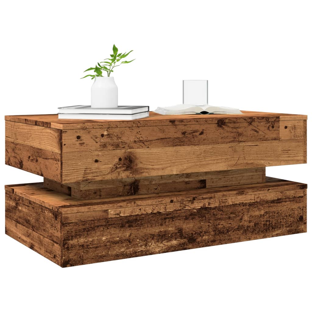 Salontafel met LED-verlichting 90x50x40 cm oud houtkleurig is nu te koop bij PeponiXL, paradijselijk wonen!