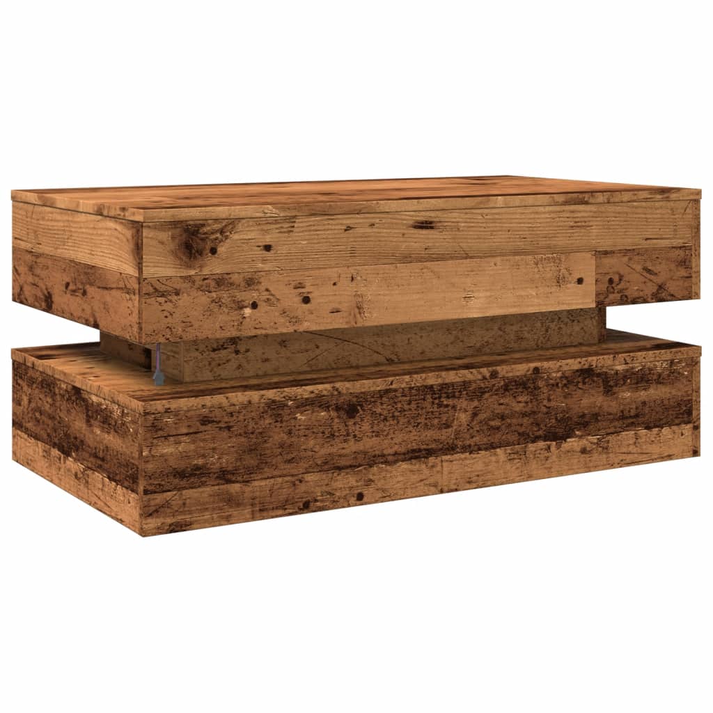 Salontafel met LED-verlichting 90x50x40 cm oud houtkleurig is nu te koop bij PeponiXL, paradijselijk wonen!