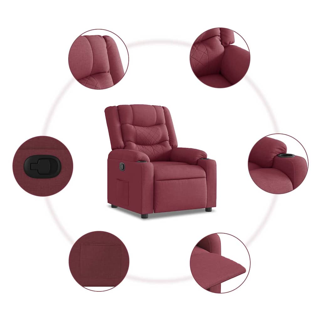 Fauteuil verstelbaar stof wijnrood is nu te koop bij PeponiXL, paradijselijk wonen!