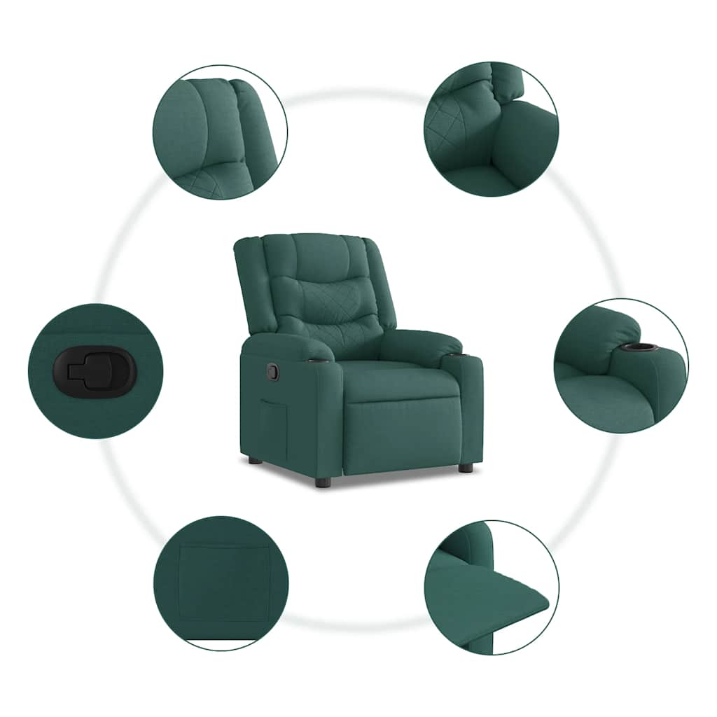 Fauteuil verstelbaar stof donkergroen is nu te koop bij PeponiXL, paradijselijk wonen!