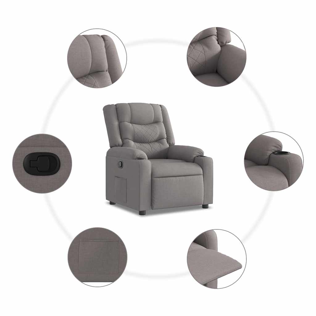 Fauteuil verstelbaar stof taupe is nu te koop bij PeponiXL, paradijselijk wonen!