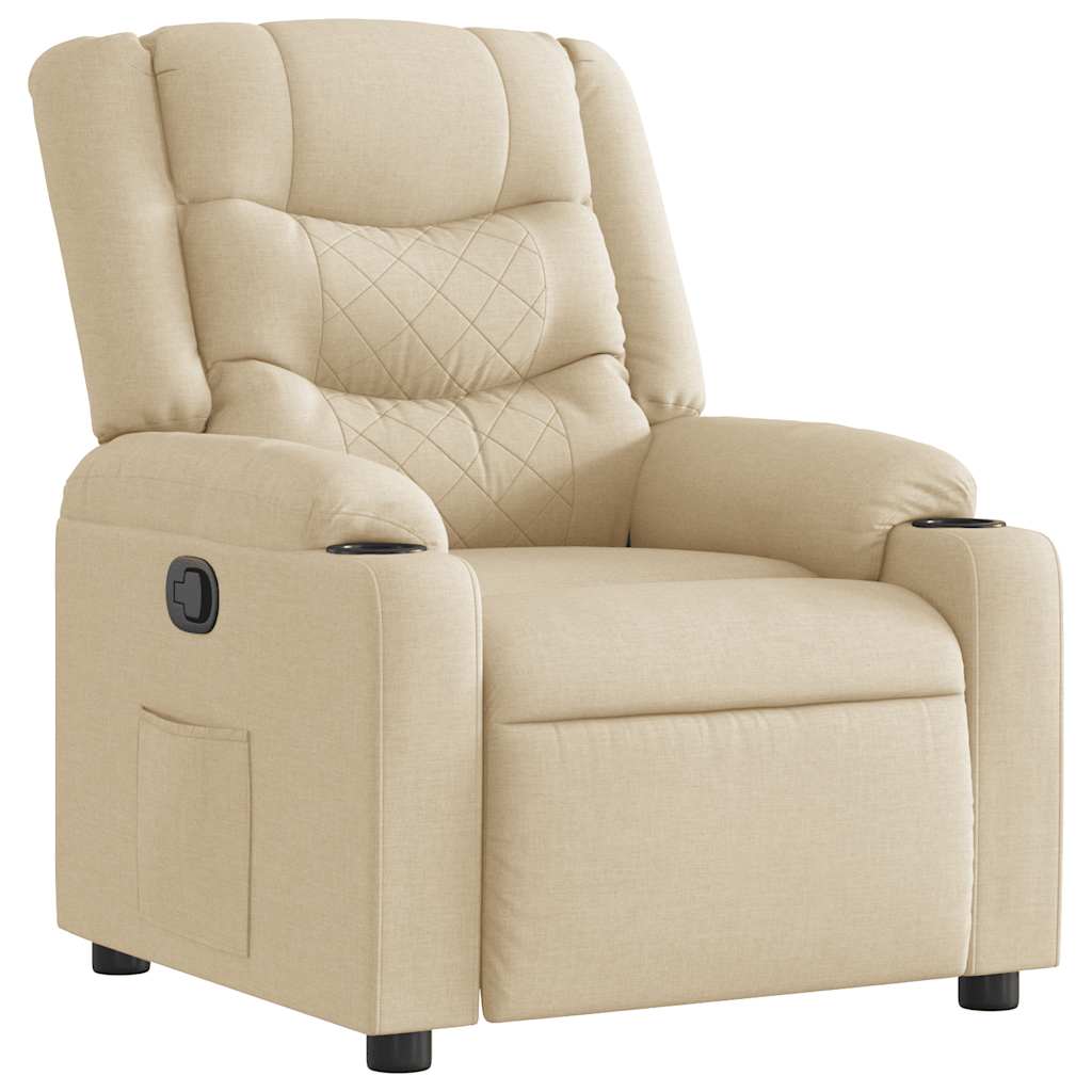 Fauteuil verstelbaar stof crèmekleurig is nu te koop bij PeponiXL, paradijselijk wonen!