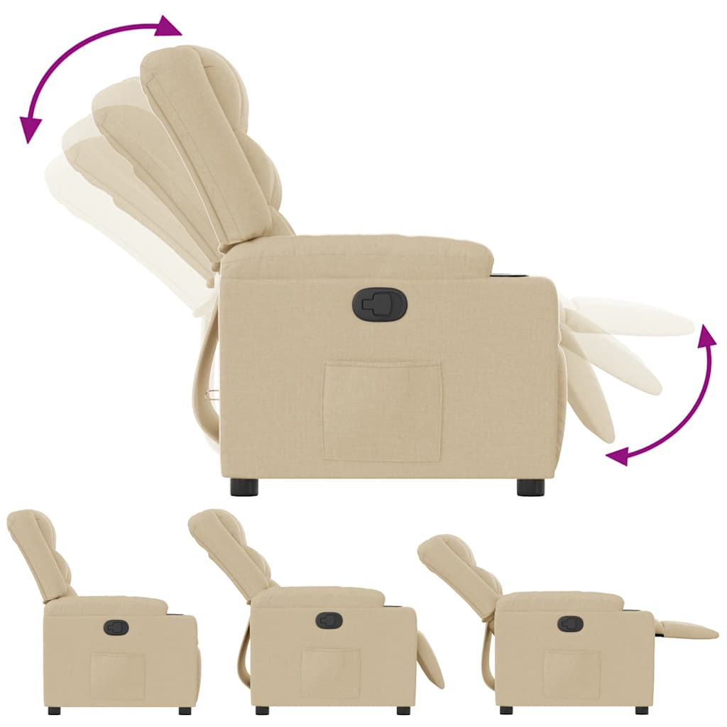 Fauteuil verstelbaar stof crèmekleurig is nu te koop bij PeponiXL, paradijselijk wonen!