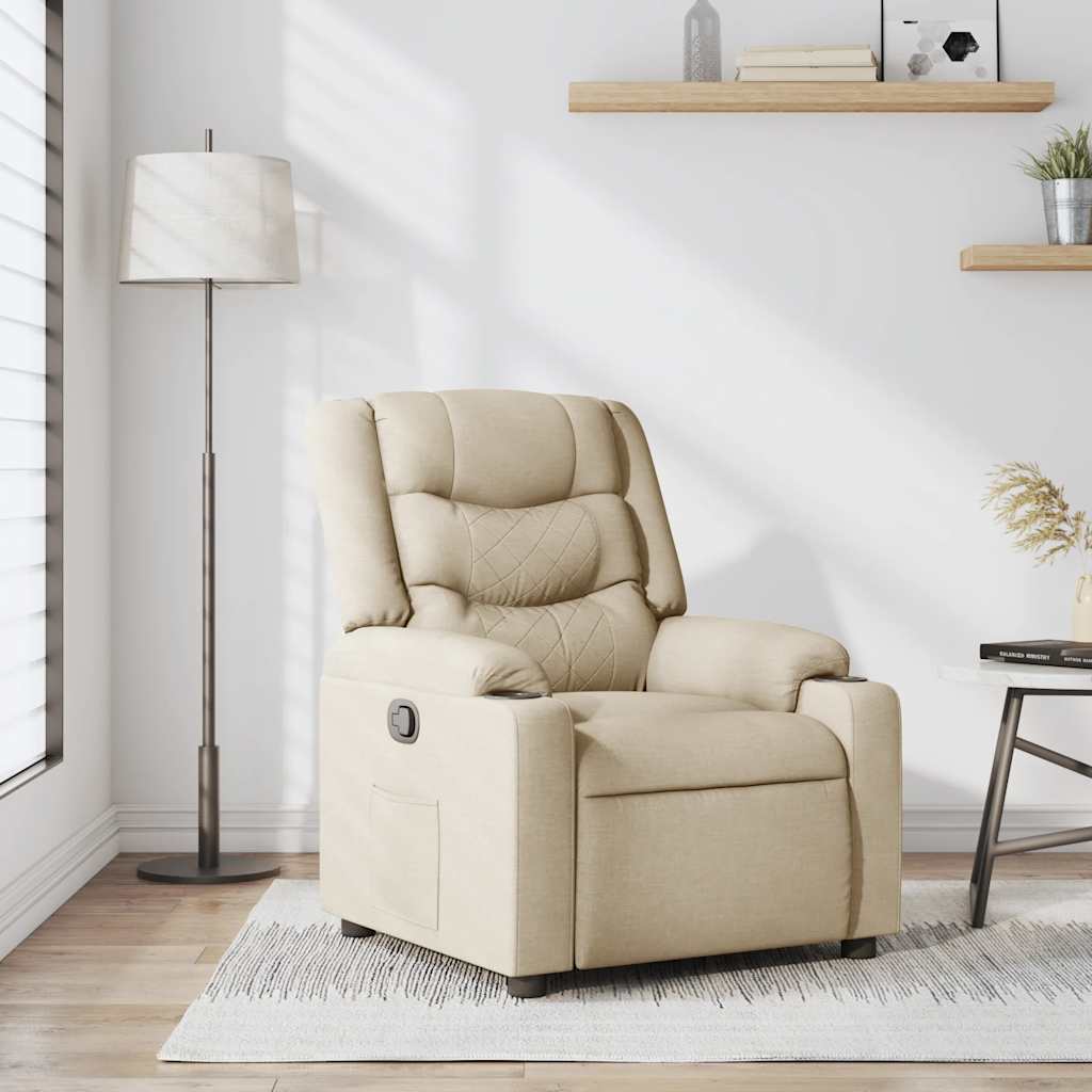 Fauteuil verstelbaar stof crèmekleurig is nu te koop bij PeponiXL, paradijselijk wonen!