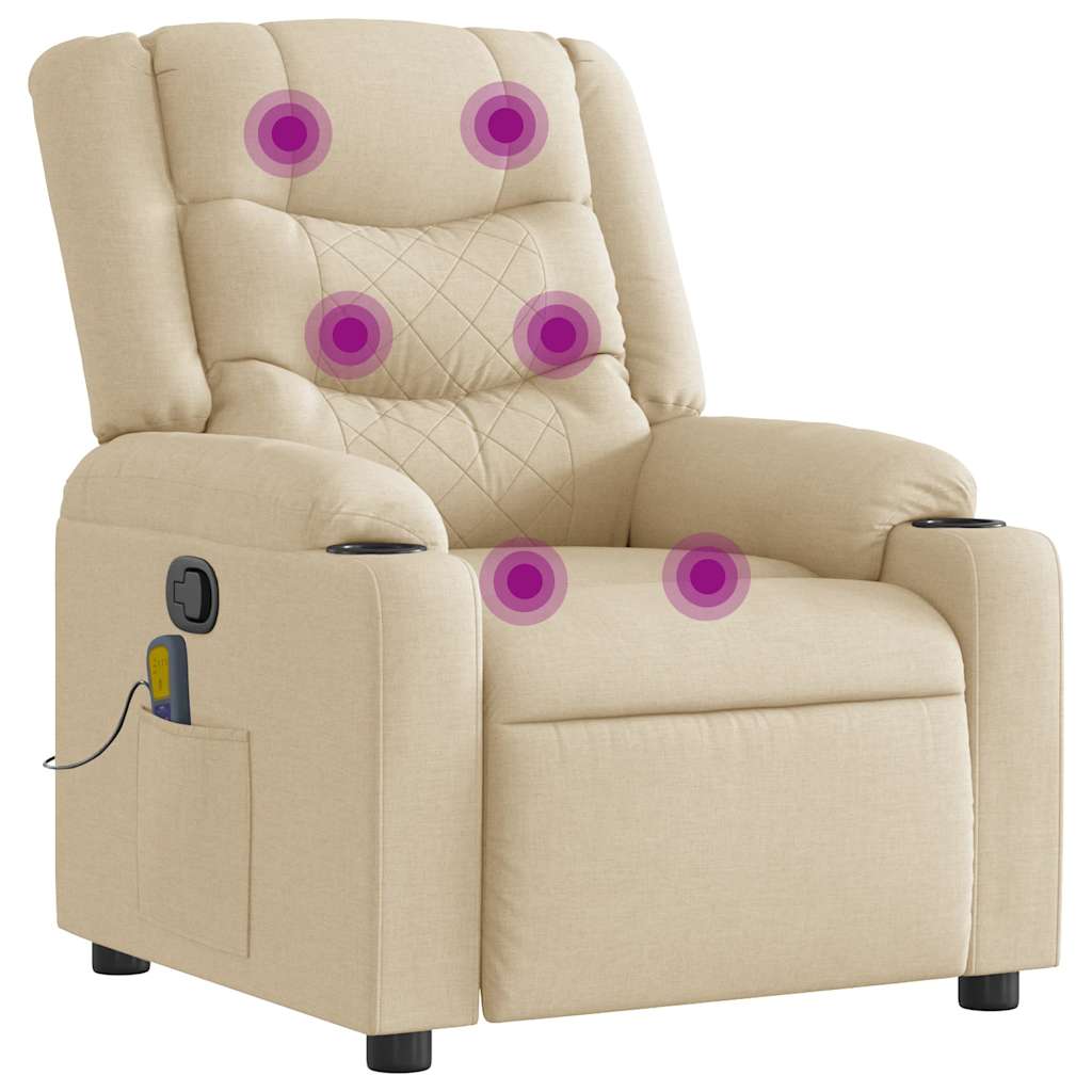 Massagestoel verstelbaar stof crèmekleurig is nu te koop bij PeponiXL, paradijselijk wonen!