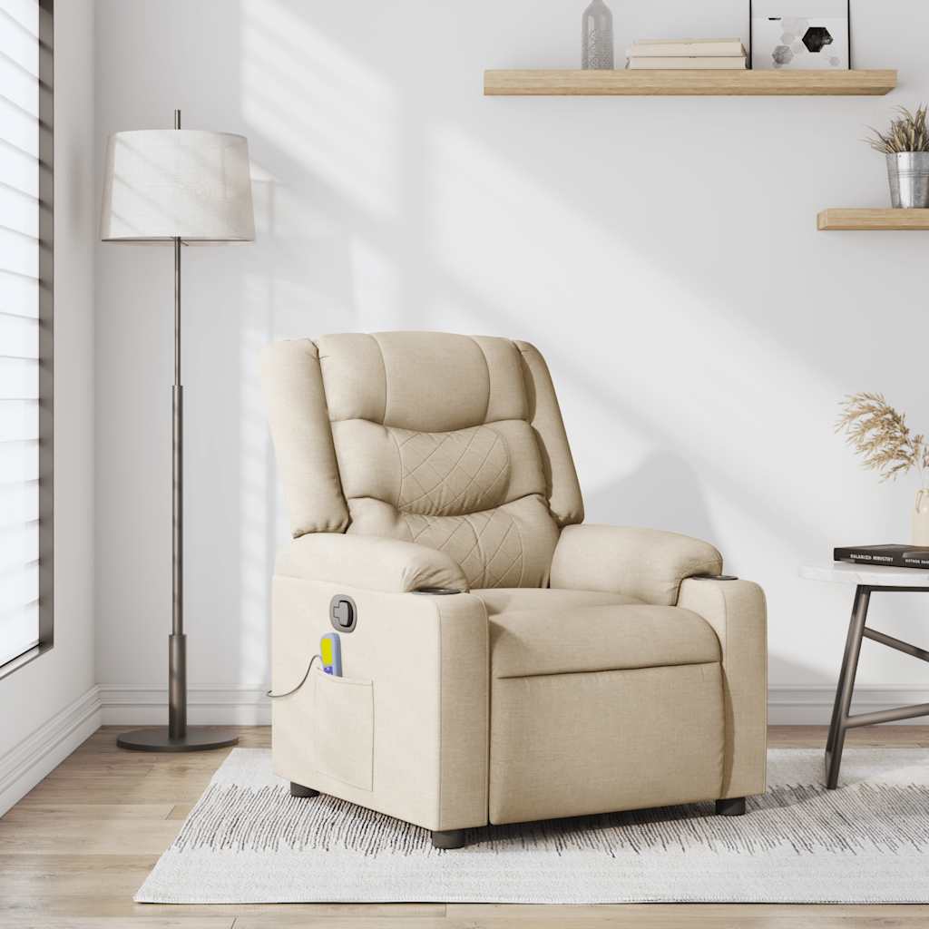 Massagestoel verstelbaar stof crèmekleurig is nu te koop bij PeponiXL, paradijselijk wonen!