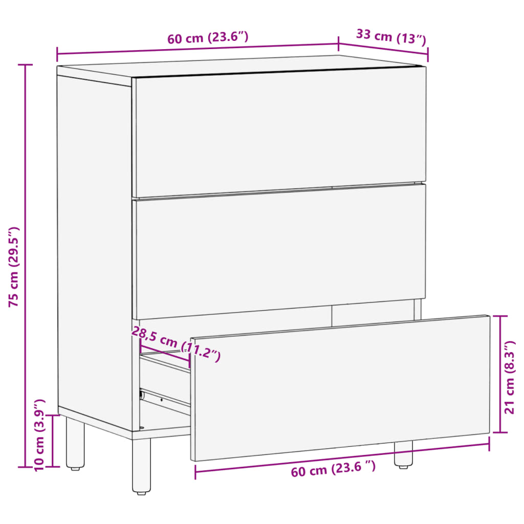 Dressoir 60x33x75 cm bewerkt hout zwart is nu te koop bij PeponiXL, paradijselijk wonen!