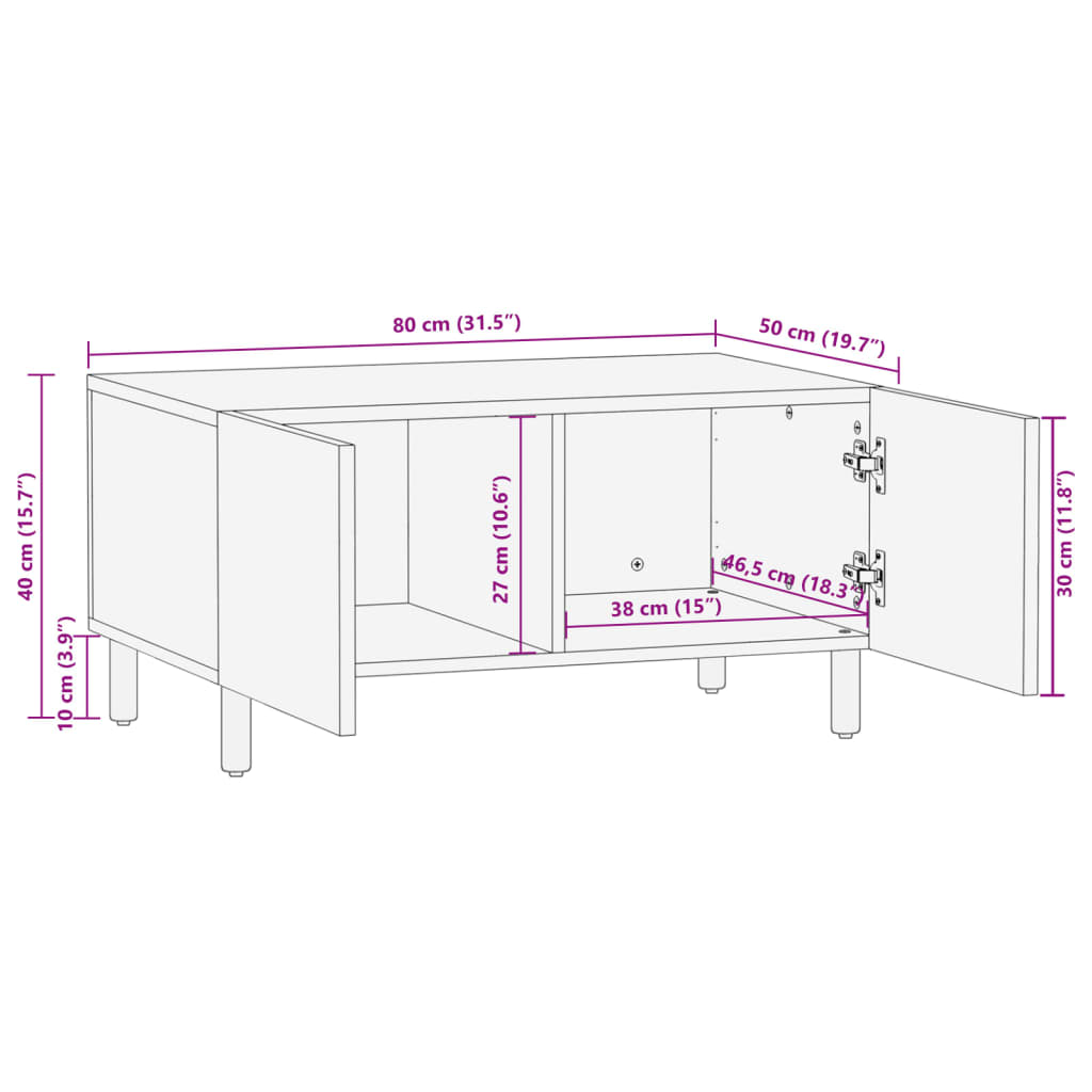 Salontafel 80x50x40 cm bewerkt hout zwart is nu te koop bij PeponiXL, paradijselijk wonen!