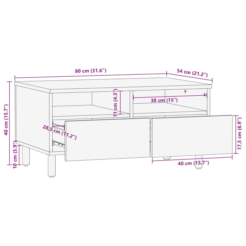 Salontafel 80x54x40 cm bewerkt hout zwart is nu te koop bij PeponiXL, paradijselijk wonen!