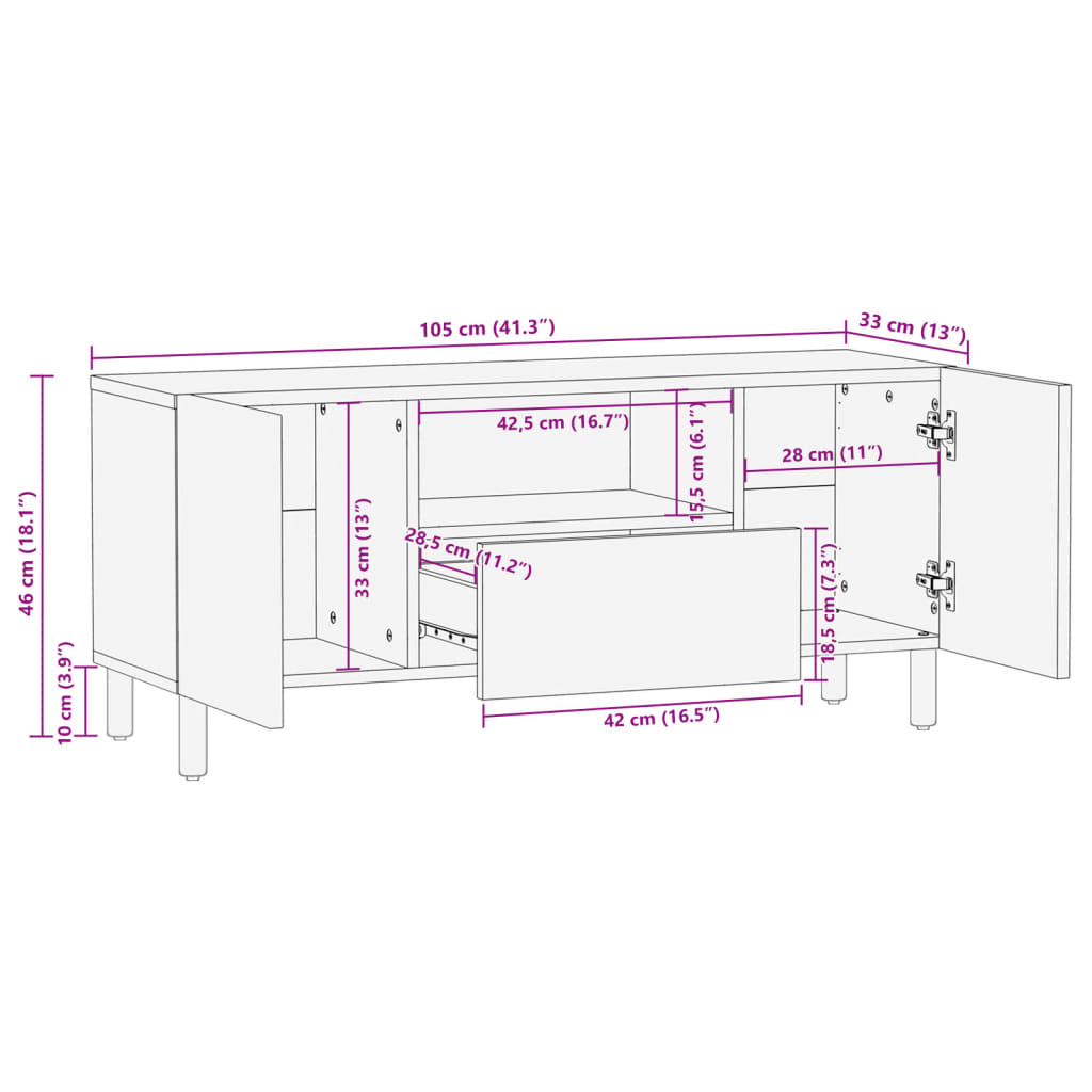 tv-meubel 105x33x46 cm bewerkt hout zwart is nu te koop bij PeponiXL, paradijselijk wonen!