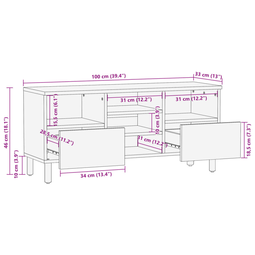 Tv-meubel 100x33x46 cm bewerkt hout zwart is nu te koop bij PeponiXL, paradijselijk wonen!
