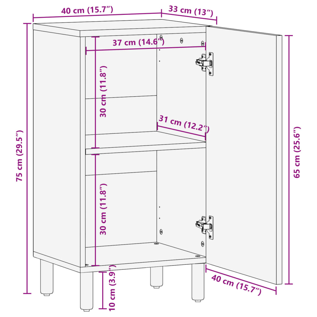 Dressoir 40x33x75 cm bewerkt hout zwart is nu te koop bij PeponiXL, paradijselijk wonen!