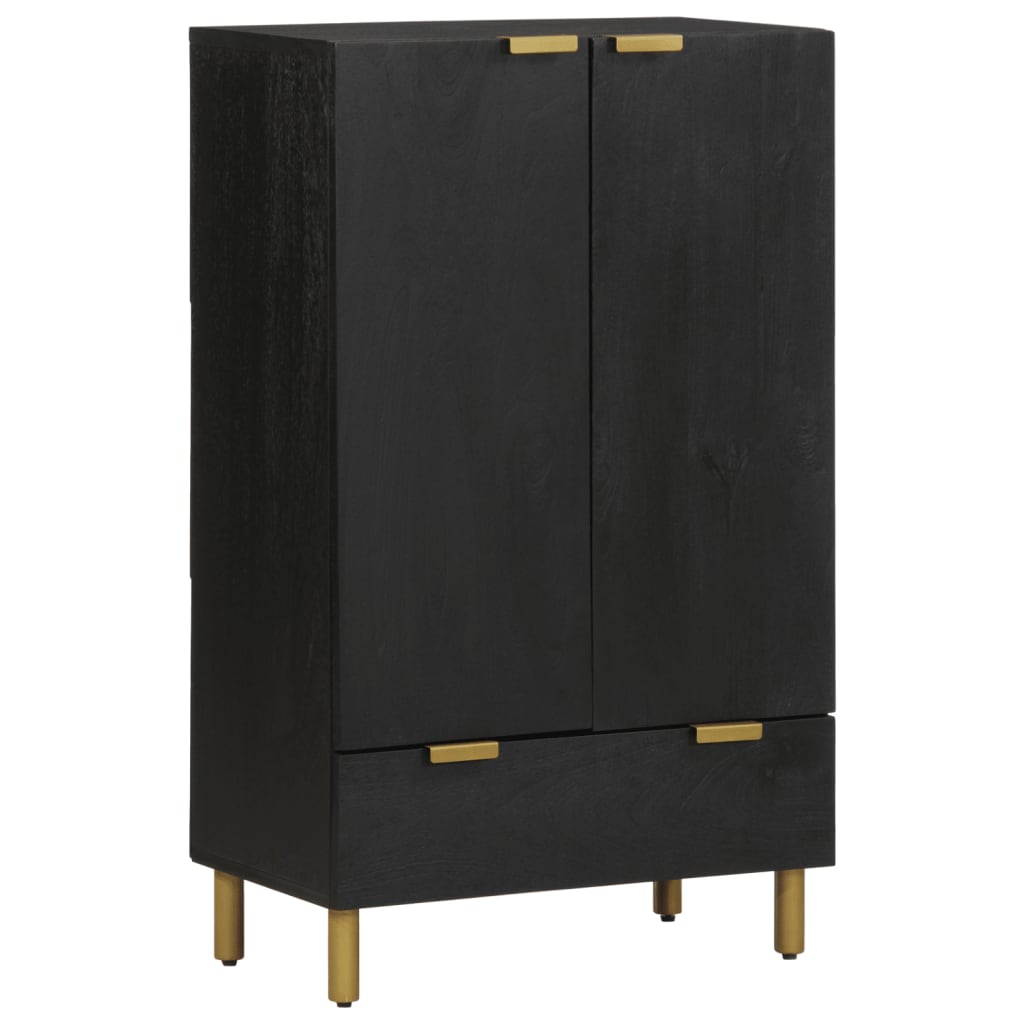 Hoge kast 60x33x100 cm bewerkt hout zwart is nu te koop bij PeponiXL, paradijselijk wonen!