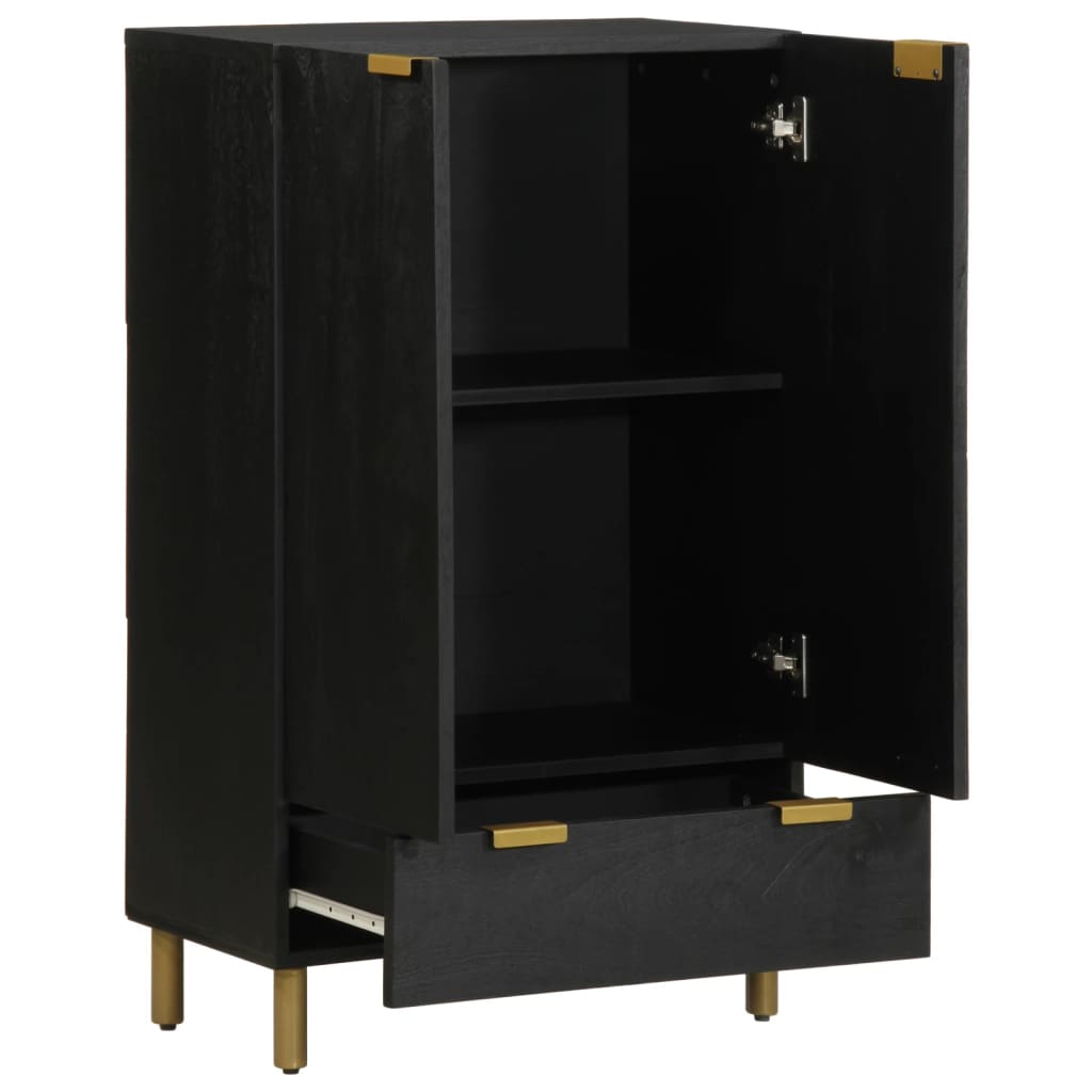 Hoge kast 60x33x100 cm bewerkt hout zwart is nu te koop bij PeponiXL, paradijselijk wonen!