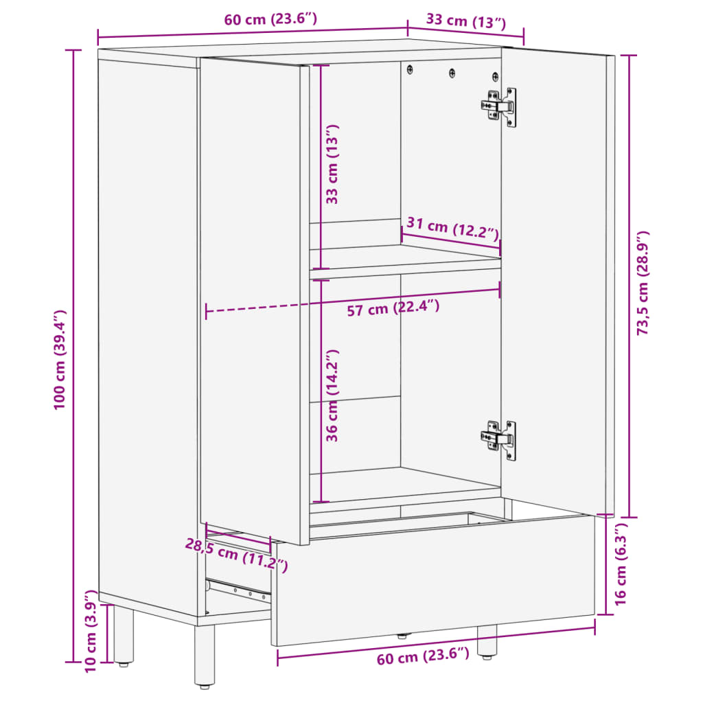 Hoge kast 60x33x100 cm bewerkt hout zwart is nu te koop bij PeponiXL, paradijselijk wonen!