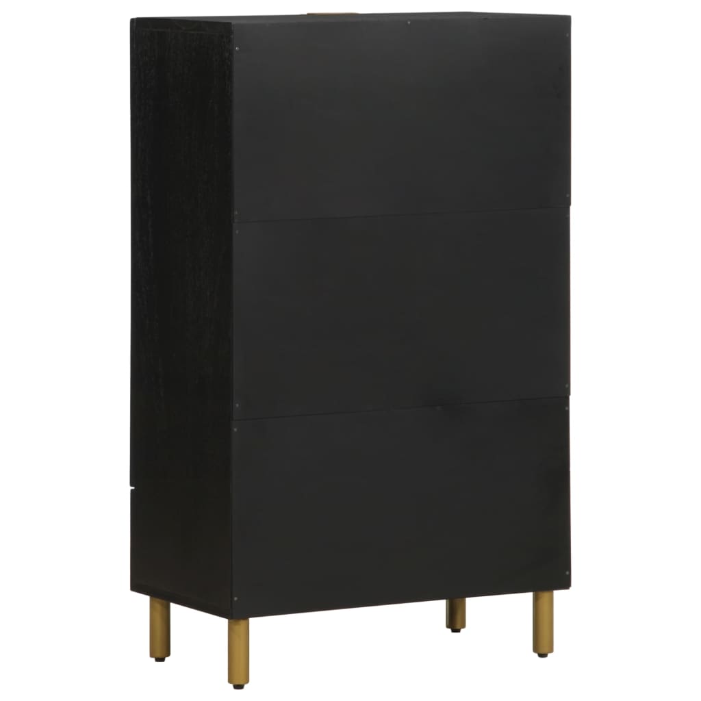 Hoge kast 60x33x100 cm bewerkt hout zwart is nu te koop bij PeponiXL, paradijselijk wonen!
