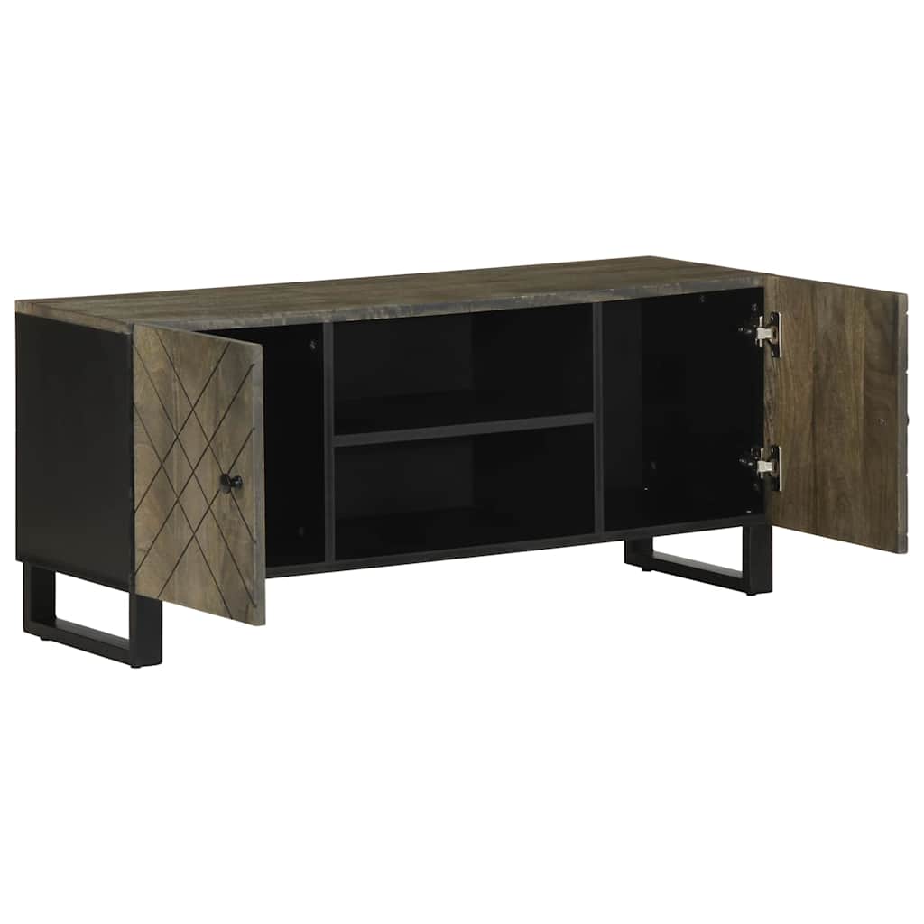 Tv-meubel 105x33x46 cm massief mangohout zwart is nu te koop bij PeponiXL, paradijselijk wonen!