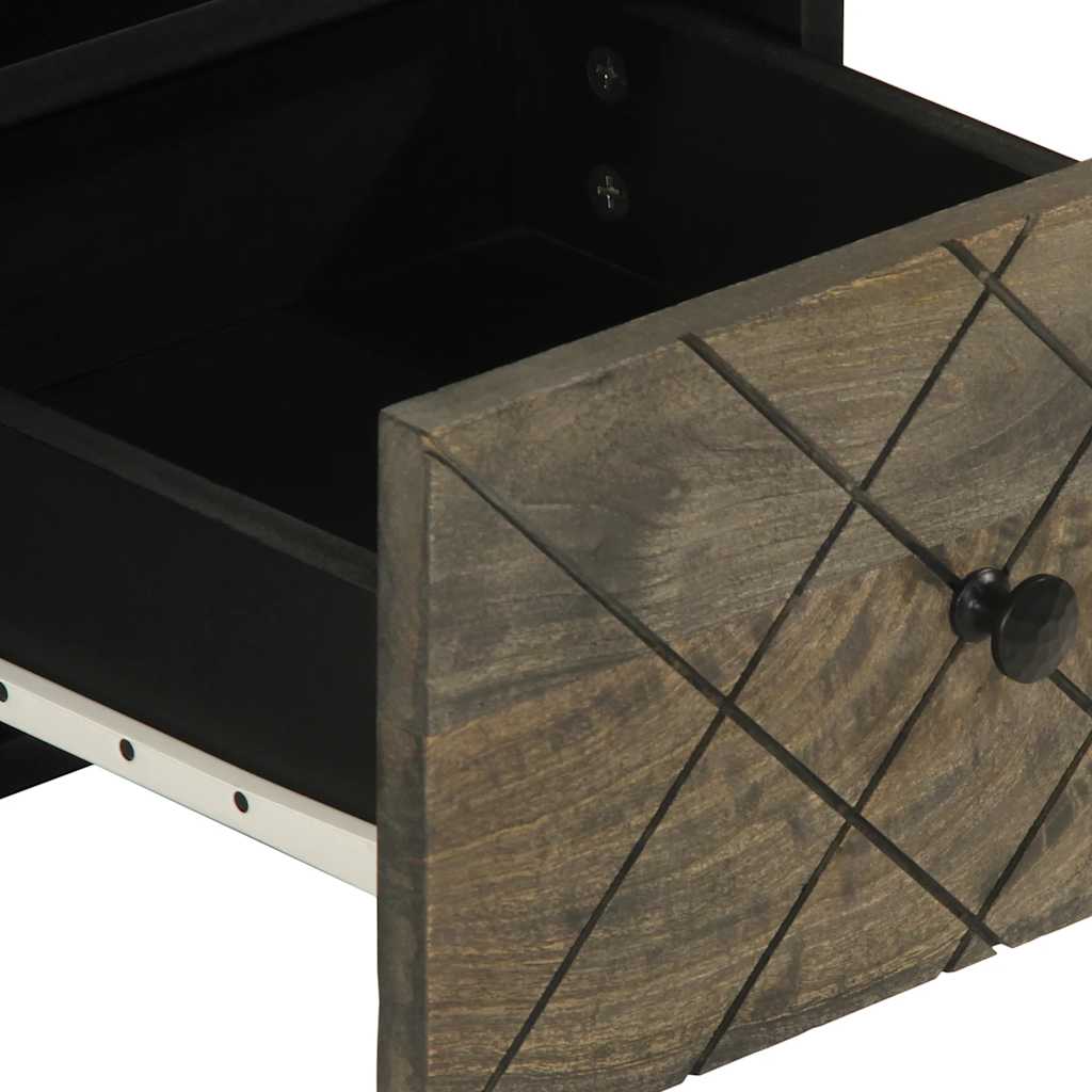 Tv-meubel 70x33x46 cm massief mangohout zwart is nu te koop bij PeponiXL, paradijselijk wonen!