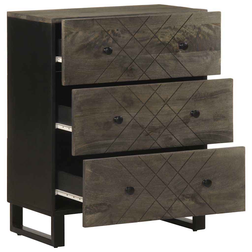 Dressoir 60x33x75 cm massief mangohout zwart is nu te koop bij PeponiXL, paradijselijk wonen!