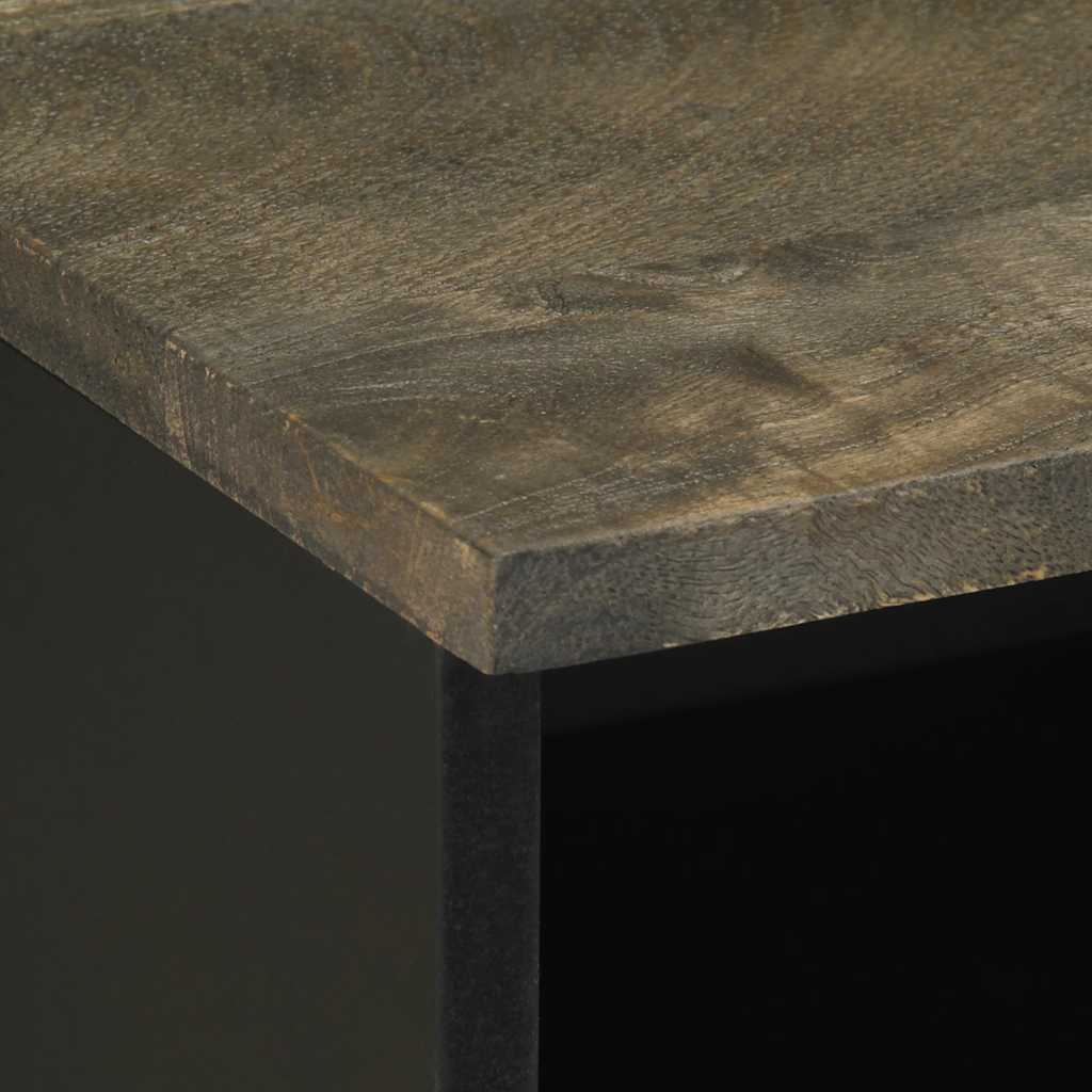 Nachtkastje 40x33x46 cm massief mangohout zwart is nu te koop bij PeponiXL, paradijselijk wonen!