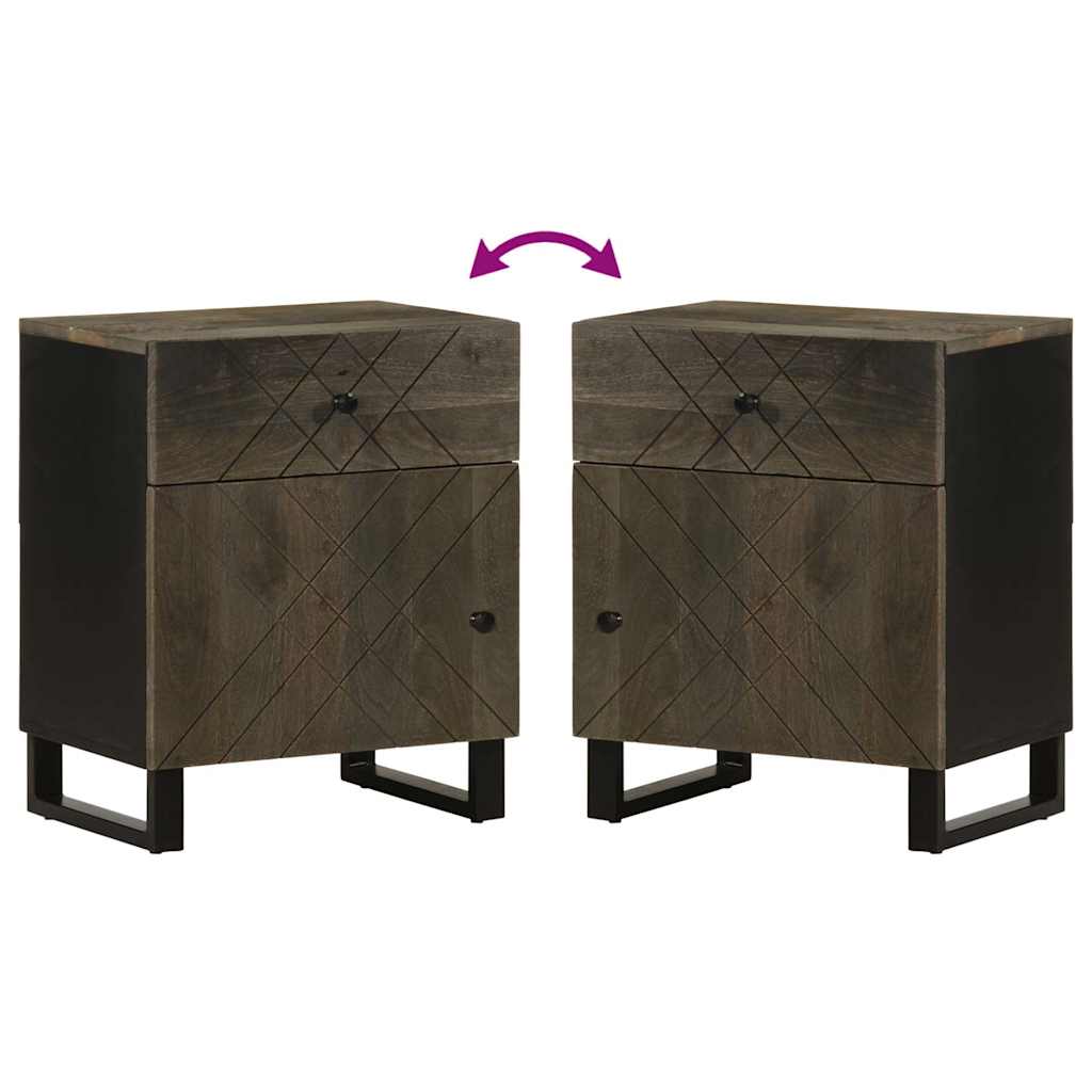 Nachtkastje 50x33x60 cm massief mangohout zwart is nu te koop bij PeponiXL, paradijselijk wonen!