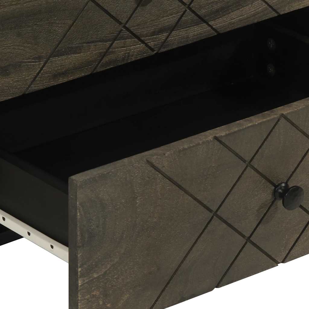 Nachtkastje 50x33x62 cm massief mangohout zwart is nu te koop bij PeponiXL, paradijselijk wonen!