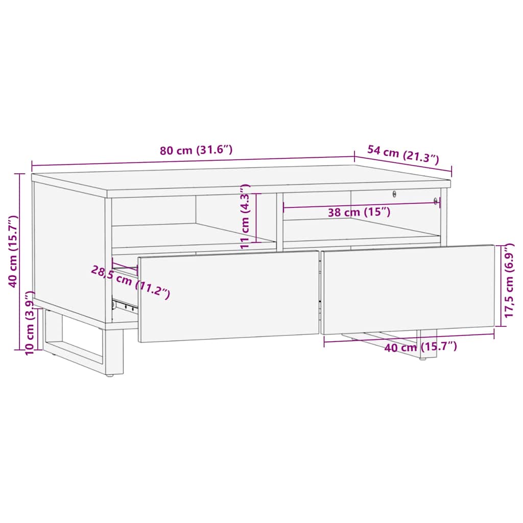 Salontafel 80x54x40 cm massief mangohout zwart is nu te koop bij PeponiXL, paradijselijk wonen!