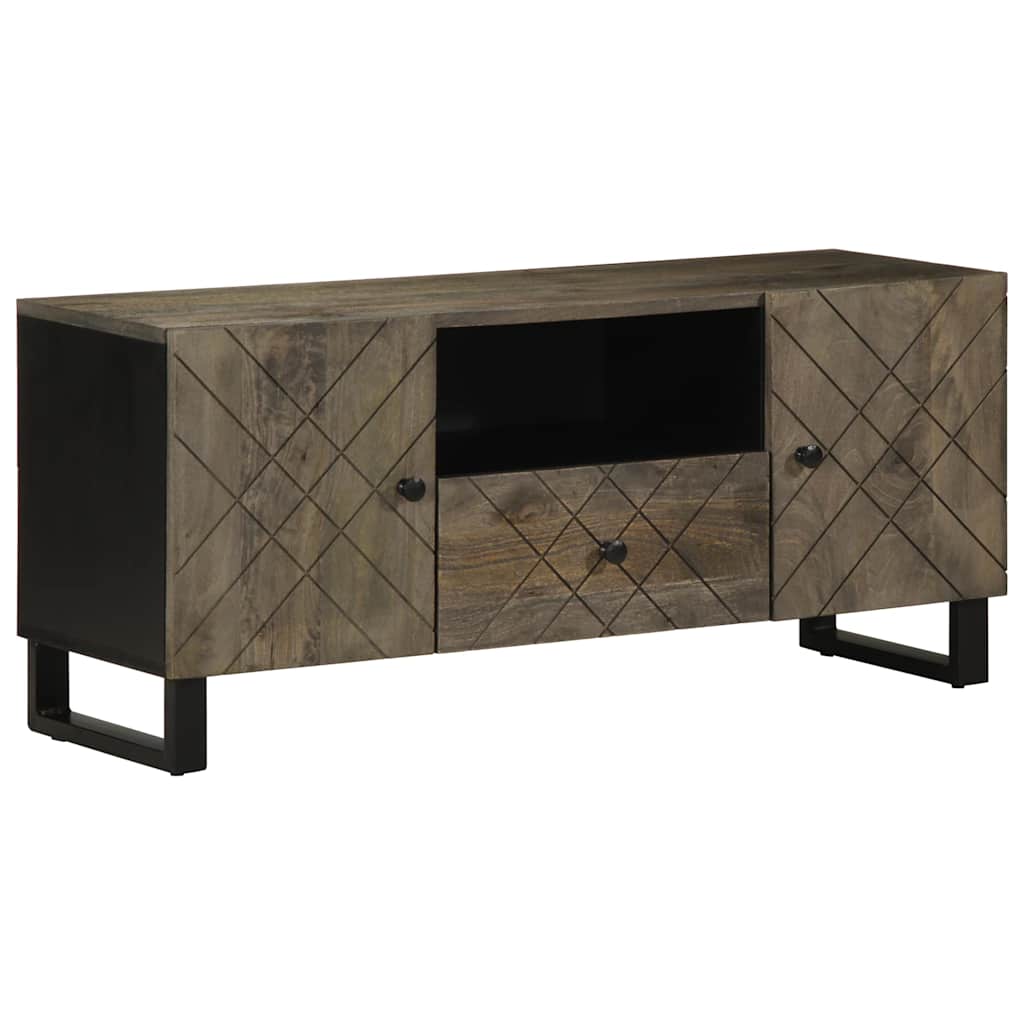 Tv-meubel 105x33x46 cm massief mangohout zwart is nu te koop bij PeponiXL, paradijselijk wonen!