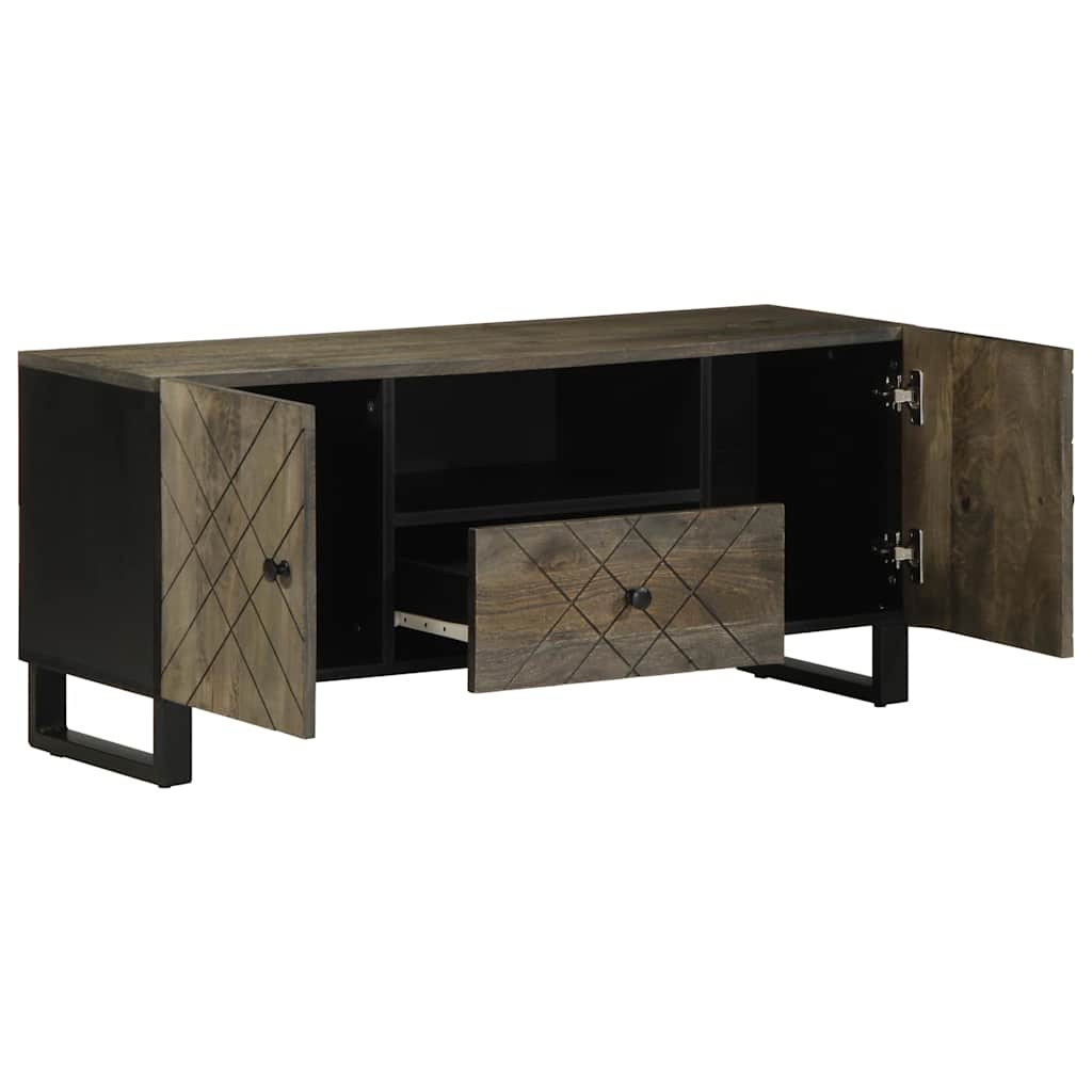 Tv-meubel 105x33x46 cm massief mangohout zwart is nu te koop bij PeponiXL, paradijselijk wonen!