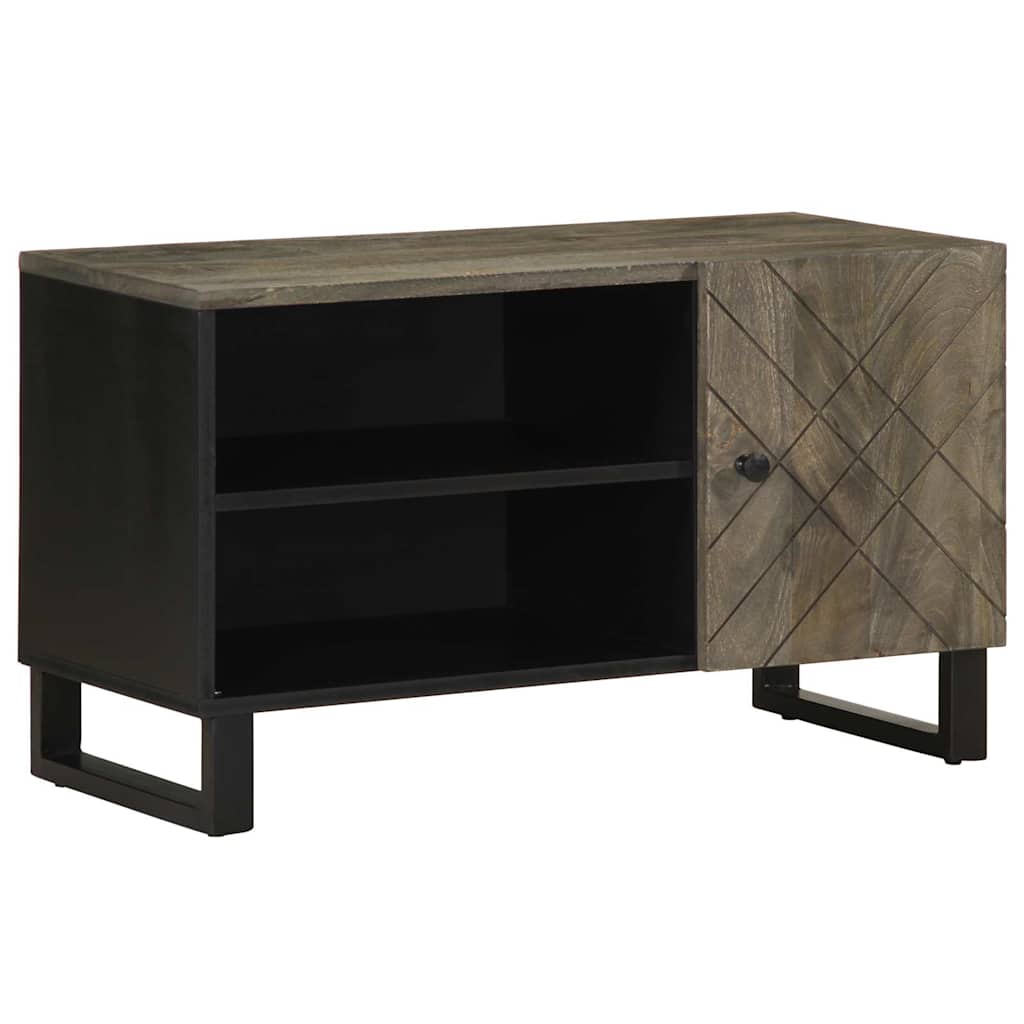 Tv-meubel 80x33x46 cm massief mangohout zwart is nu te koop bij PeponiXL, paradijselijk wonen!