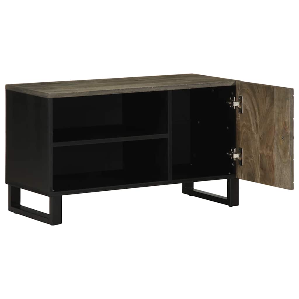 Tv-meubel 80x33x46 cm massief mangohout zwart is nu te koop bij PeponiXL, paradijselijk wonen!