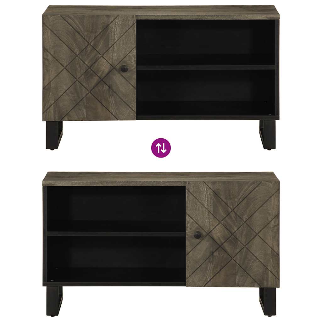 Tv-meubel 80x33x46 cm massief mangohout zwart is nu te koop bij PeponiXL, paradijselijk wonen!