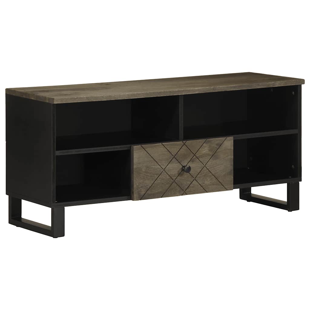 Tv-meubel 100x33x46 cm massief mangohout zwart is nu te koop bij PeponiXL, paradijselijk wonen!