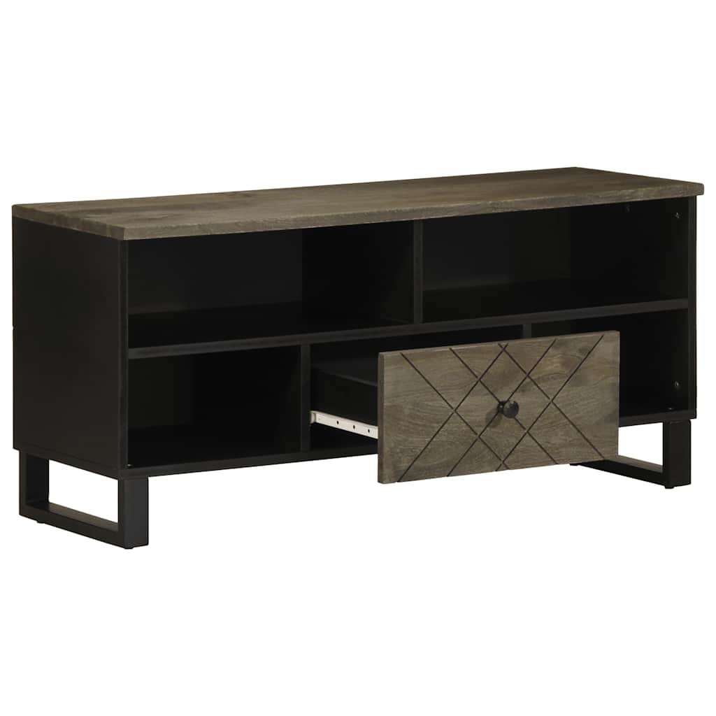 Tv-meubel 100x33x46 cm massief mangohout zwart is nu te koop bij PeponiXL, paradijselijk wonen!