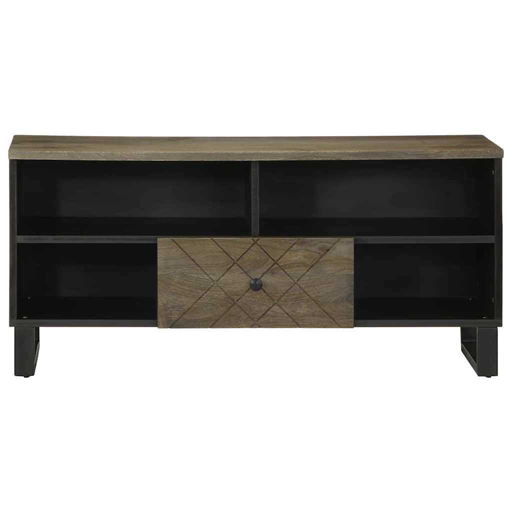 Tv-meubel 100x33x46 cm massief mangohout zwart is nu te koop bij PeponiXL, paradijselijk wonen!
