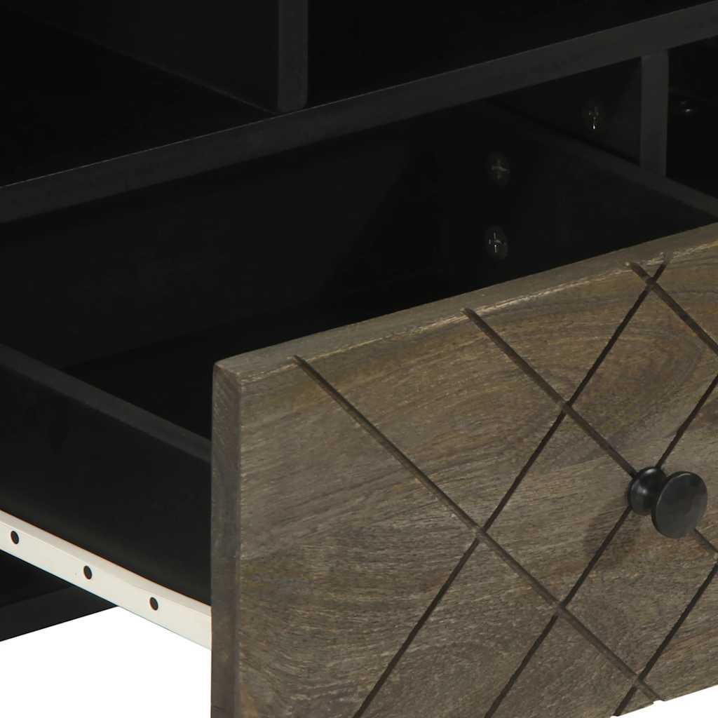 Tv-meubel 100x33x46 cm massief mangohout zwart is nu te koop bij PeponiXL, paradijselijk wonen!